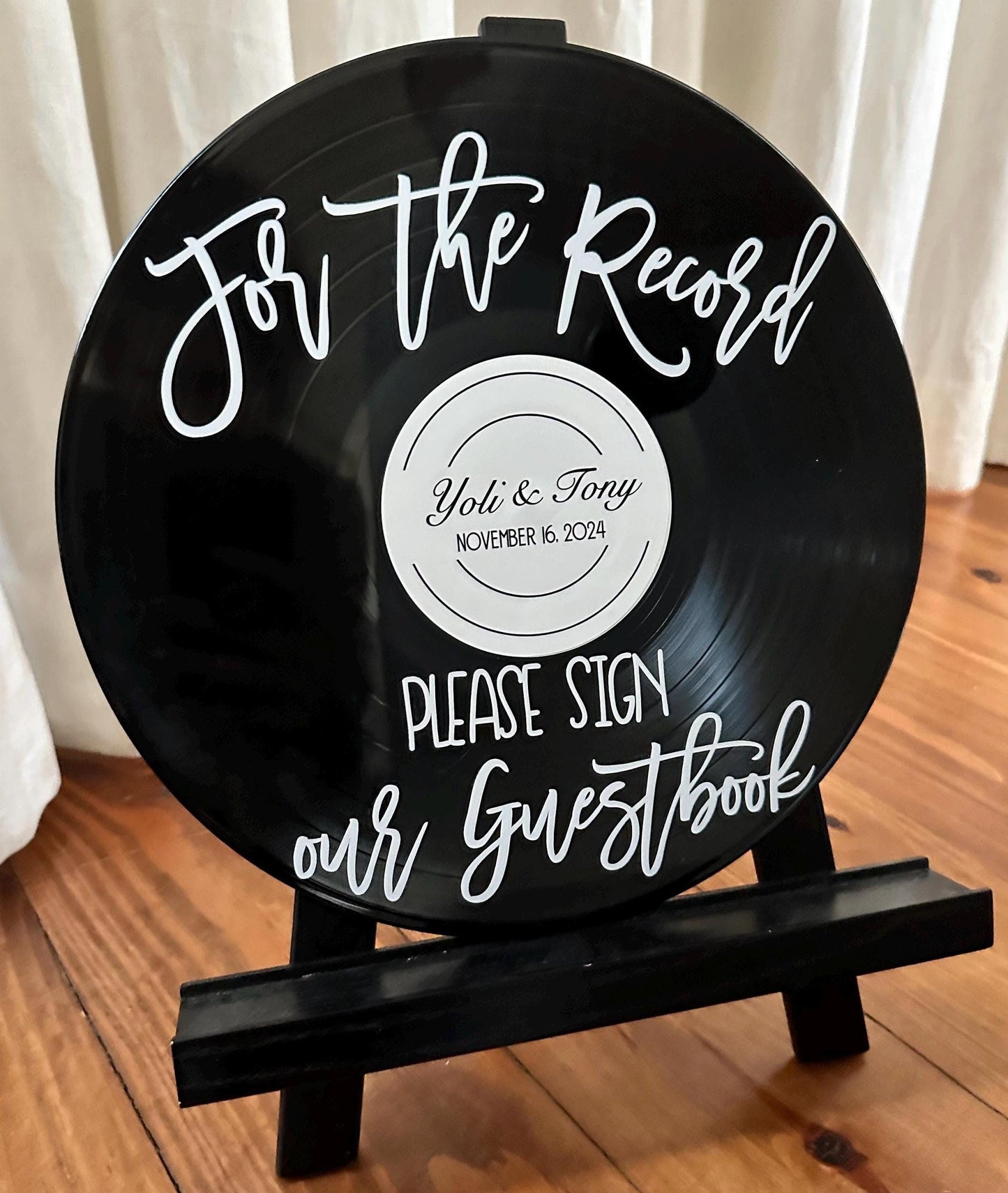 Custom Wedding Record Guestbook Sign, For the record sign our guestbook vinyl sign