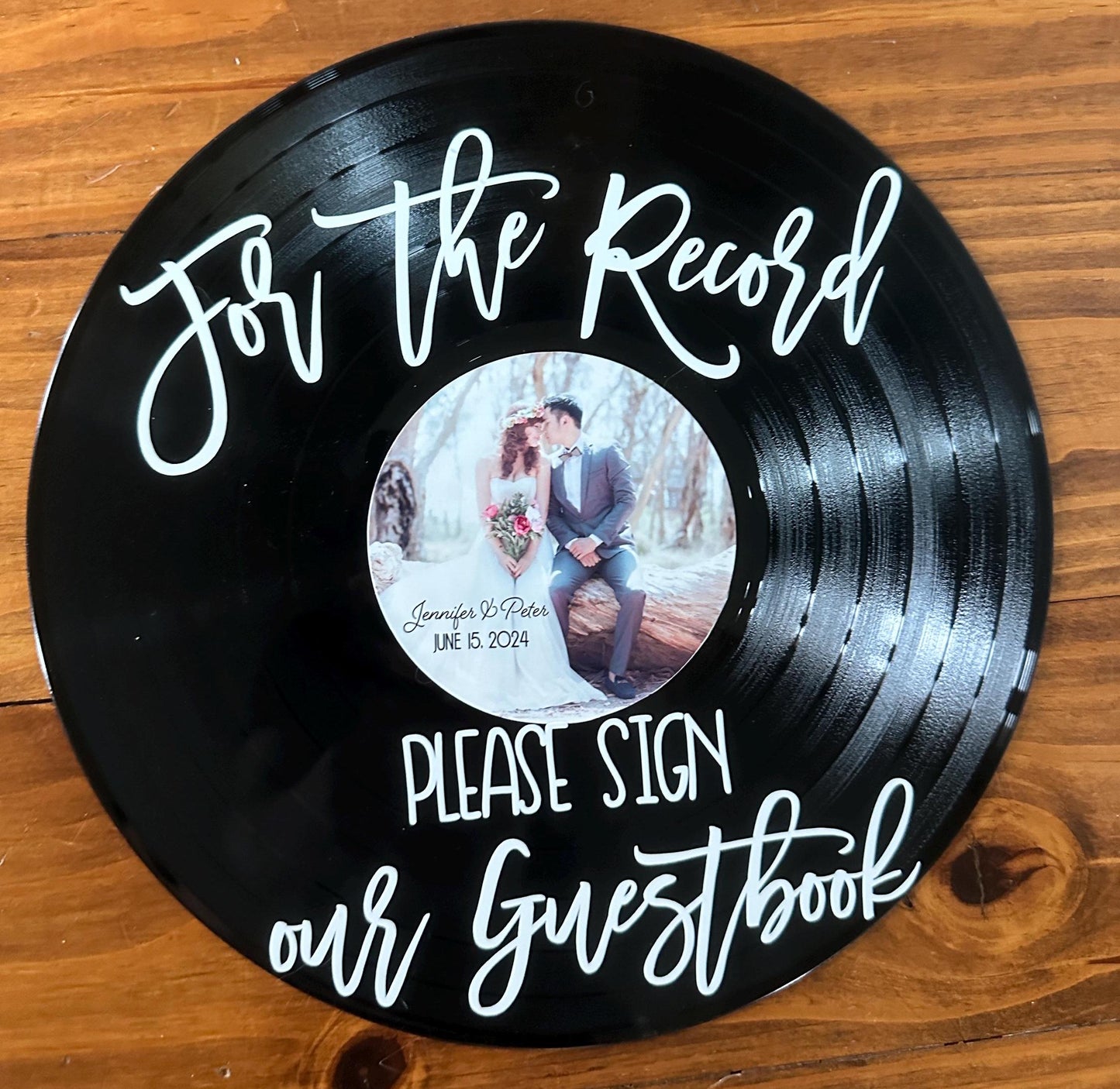 Custom Wedding Record Guestbook Sign, For the record sign our guestbook vinyl sign