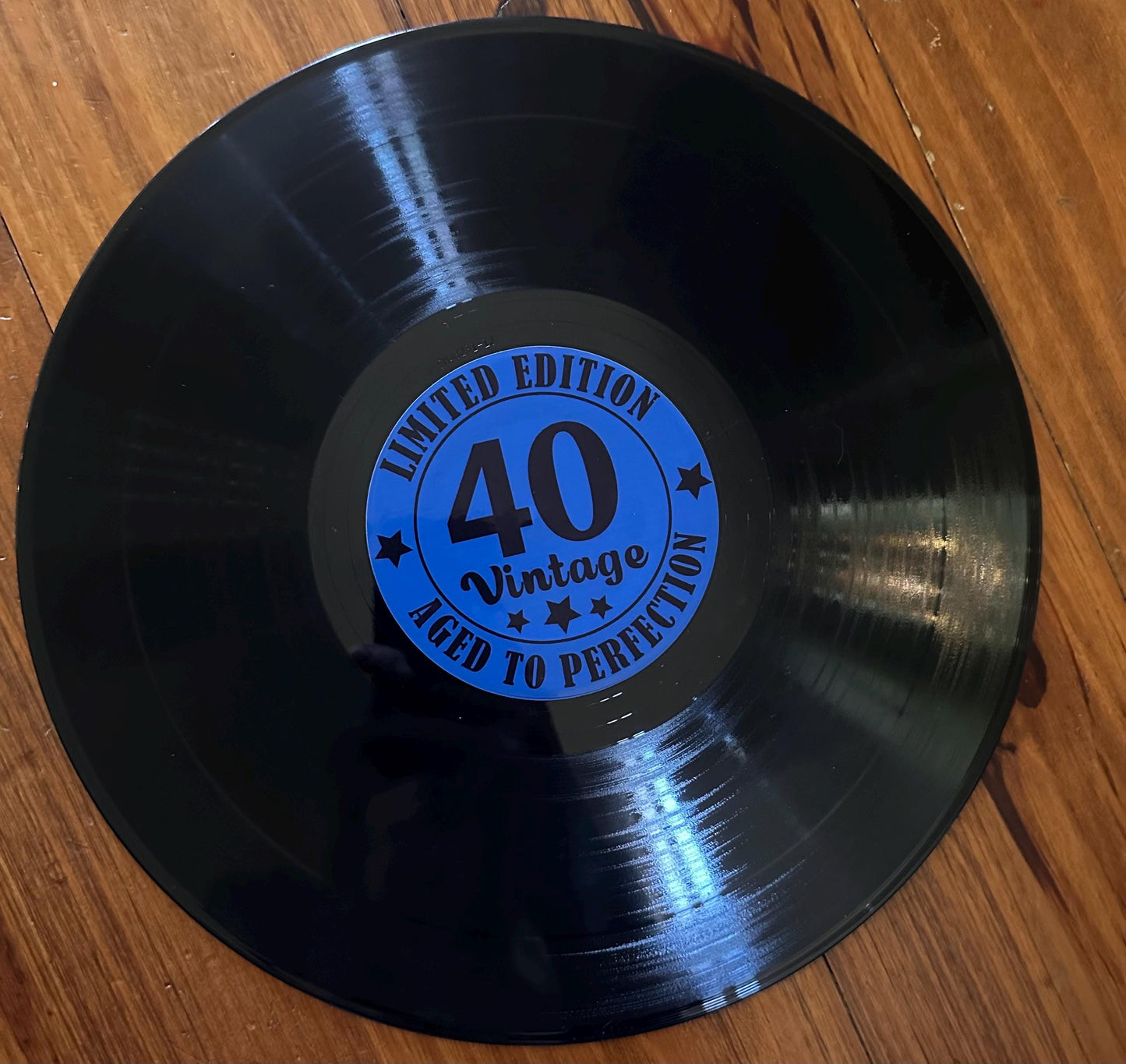 Custom Vinyl Record Center Label – 12" Sign or Guestbook – Wedding Decor, Music Themed Gift, Real Recycled Record with Label