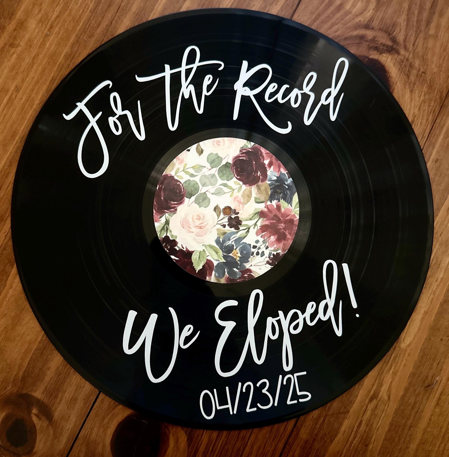 Custom Wedding Enlopment Record Sign, Vinyl Record Decor for Wedding Gift
