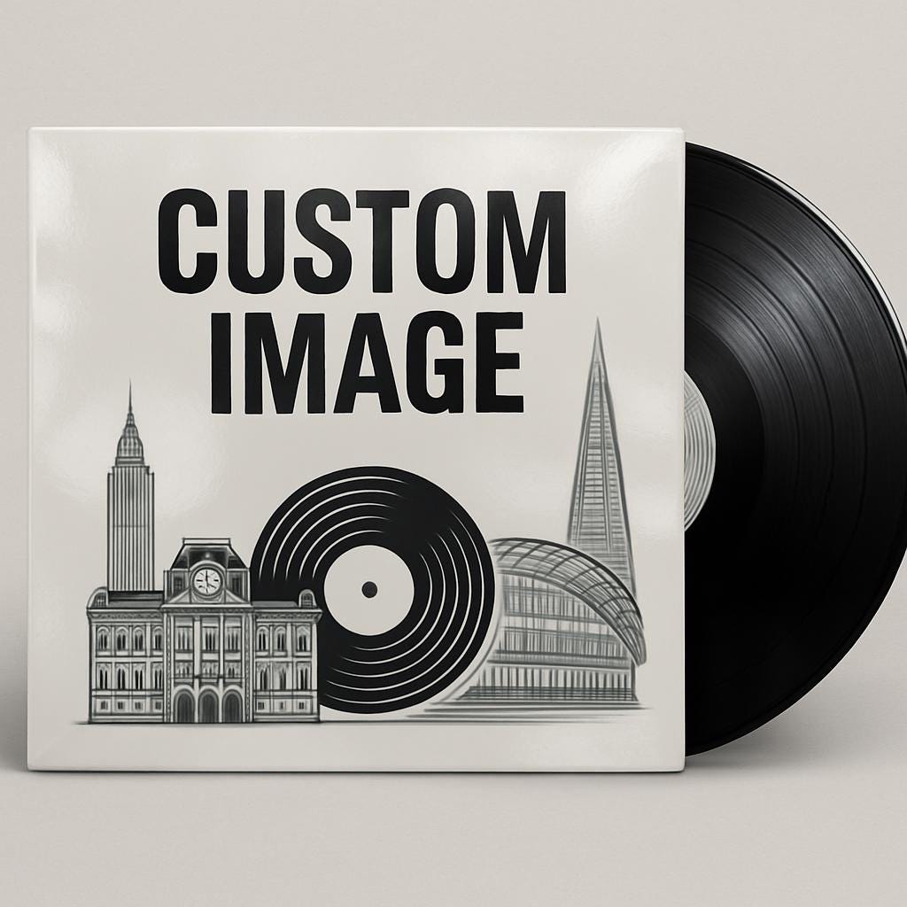 Custom 12" Vinyl Record Sleeve – Full Photo Album Cover – Wedding Guestbook, Picture Disc Sleeve, Replacement Jacket or Gift