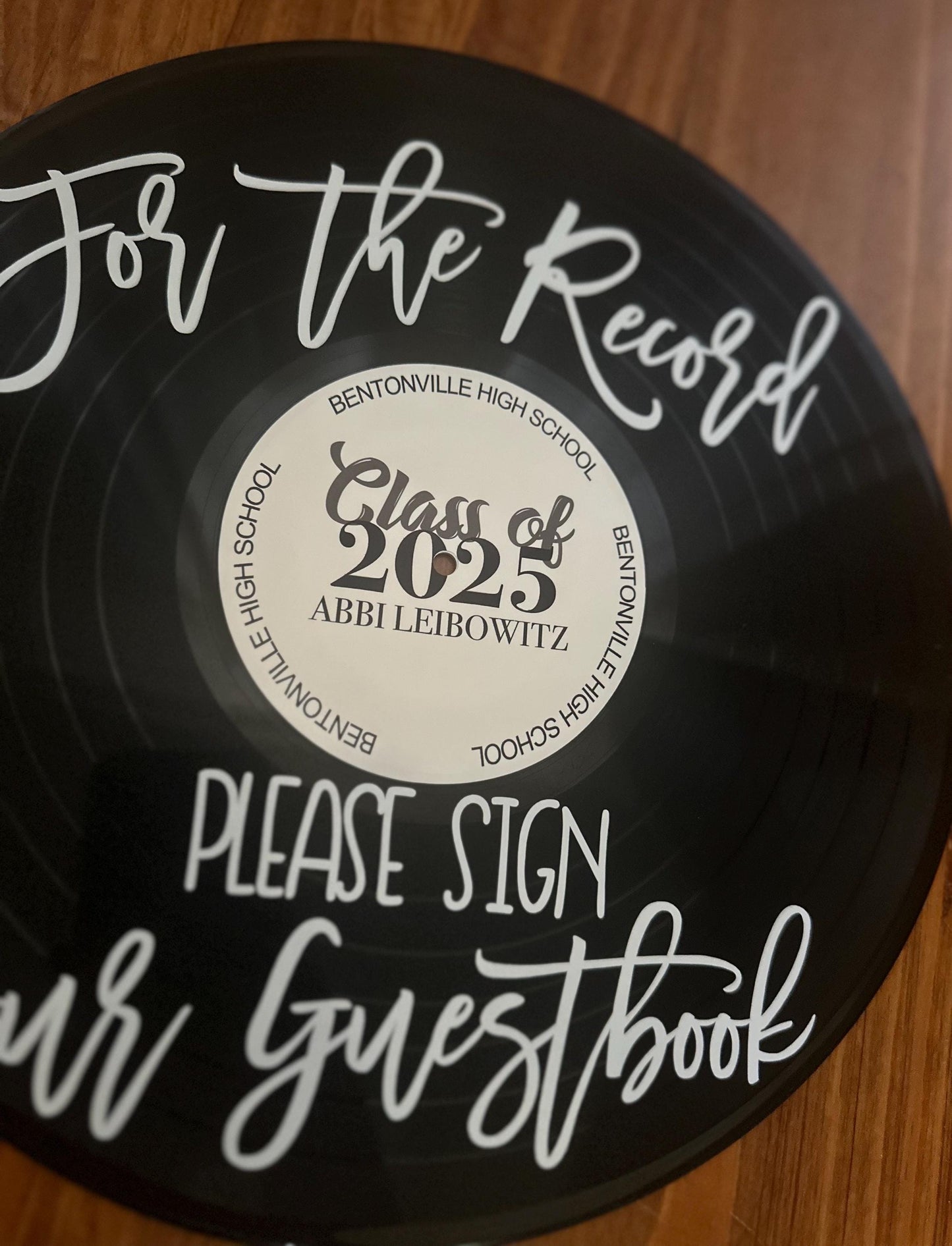 Custom Graduation Record Guestbook Sign, For the record sign our guestbook vinyl sign