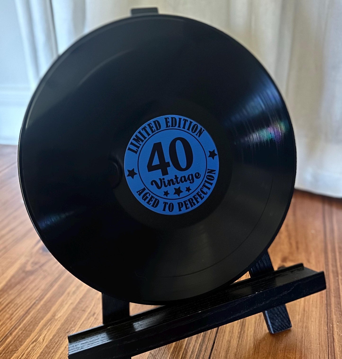 Custom Vinyl Record Center Label – 12" Sign or Guestbook – Wedding Decor, Music Themed Gift, Real Recycled Record with Label