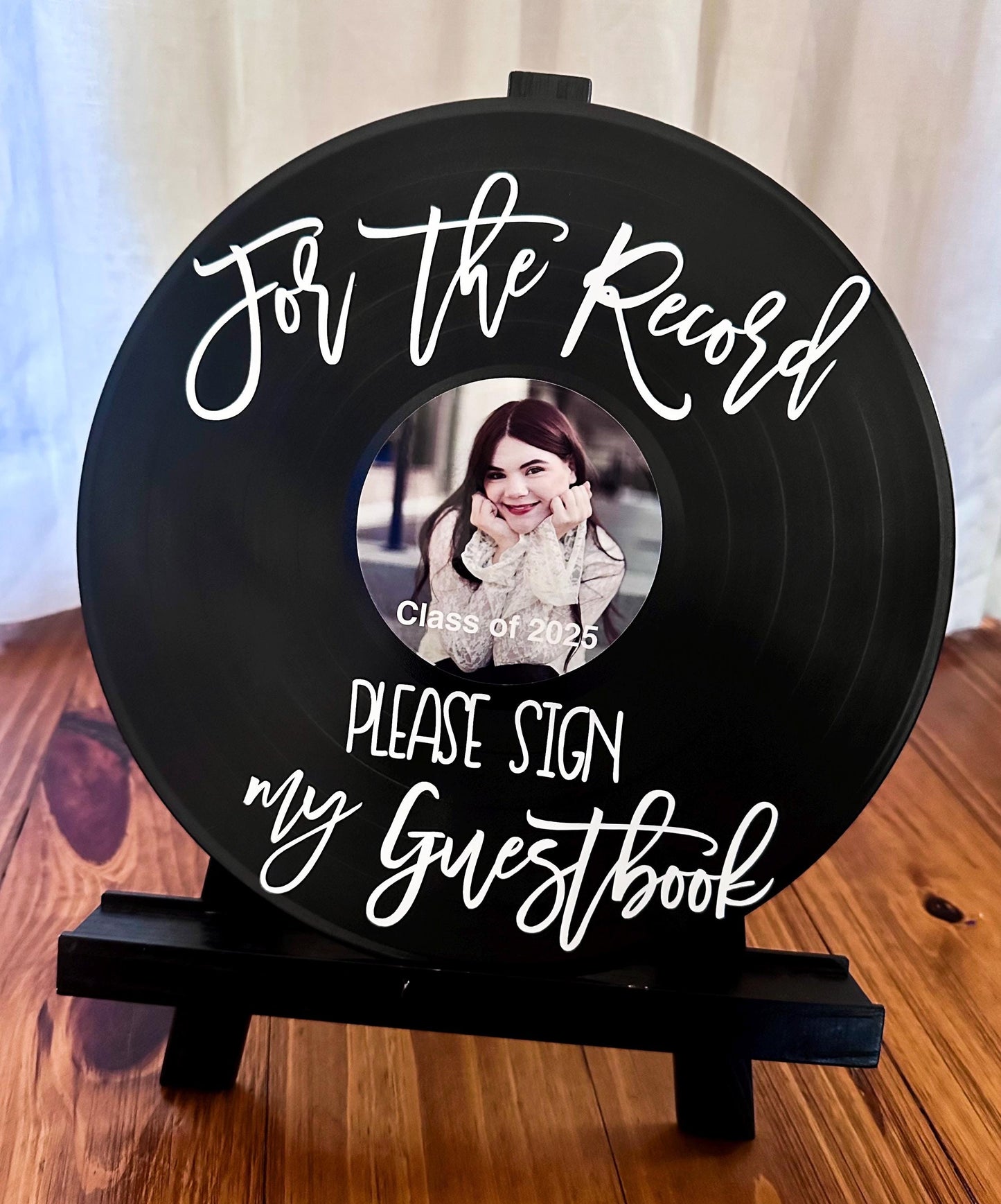 Custom Graduation Record Guestbook Sign, For the record sign my guestbook vinyl sign