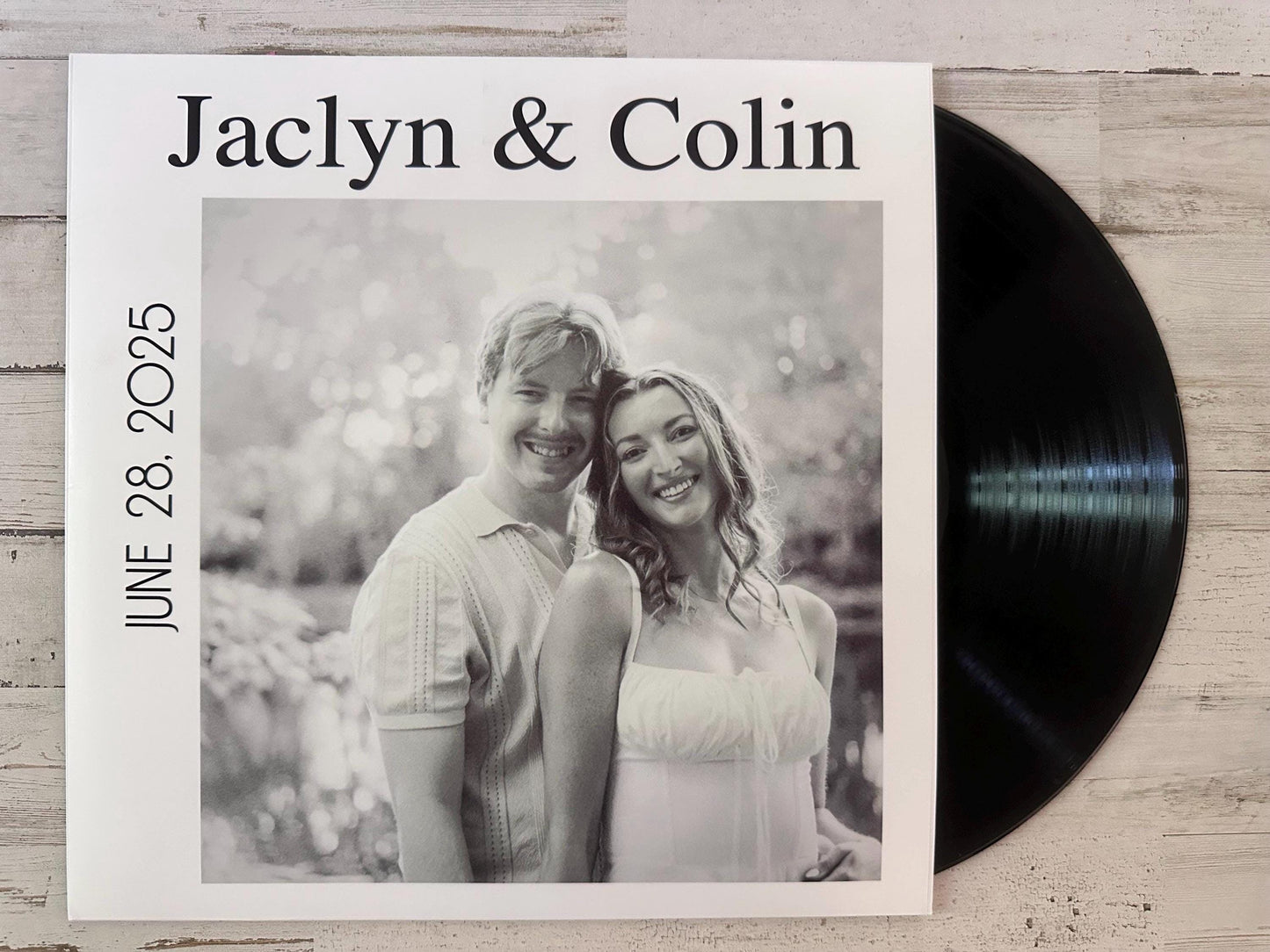 Custom Photo Vinyl Record Sleeve, Sticker for Record Label, Record Jacket for Wedding Guestbook, Personalized Guest book, Music Themed