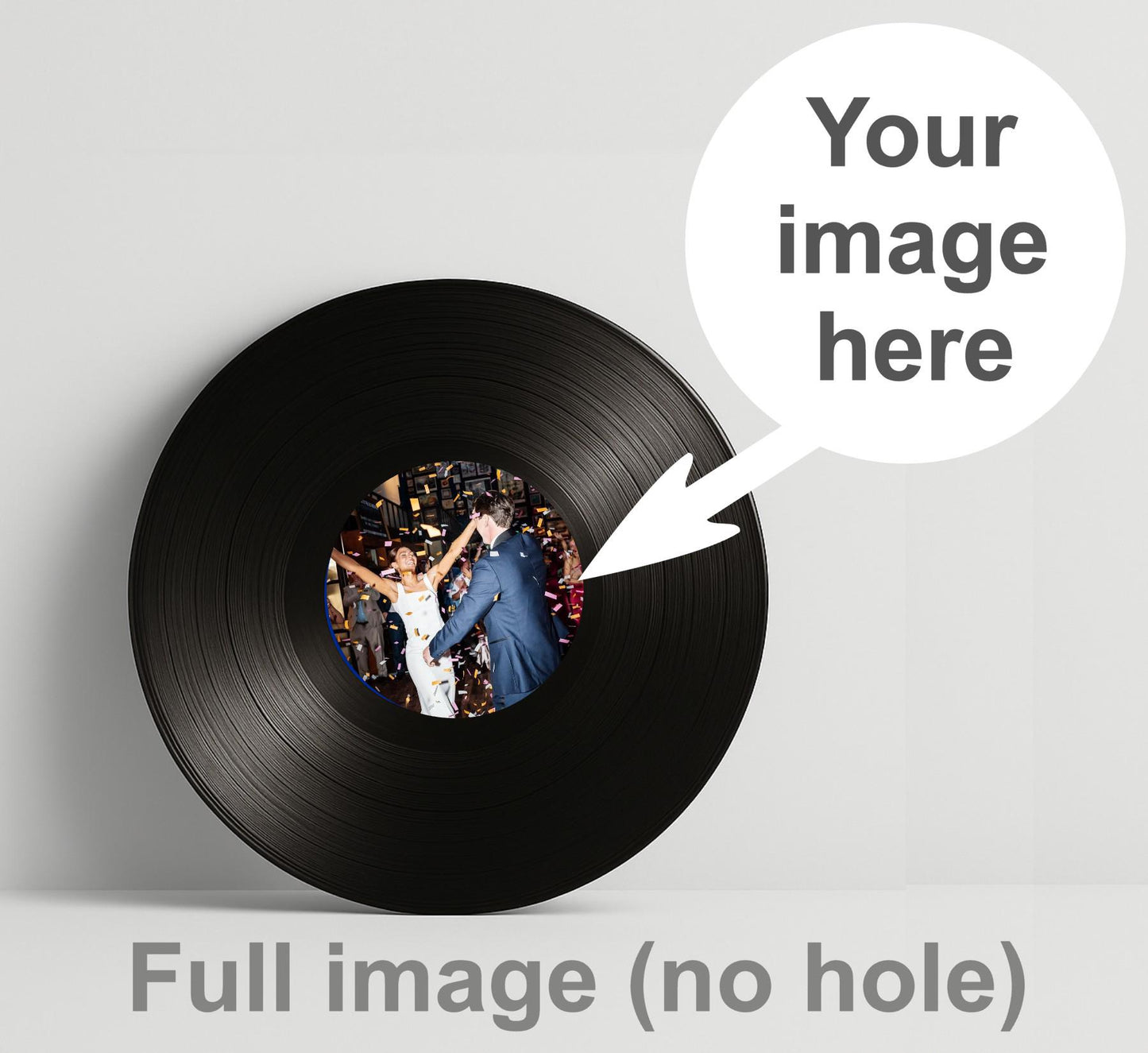 Custom Vinyl Record Center Label – 12" Sign or Guestbook – Wedding Decor, Music Themed Gift, Real Recycled Record with Label