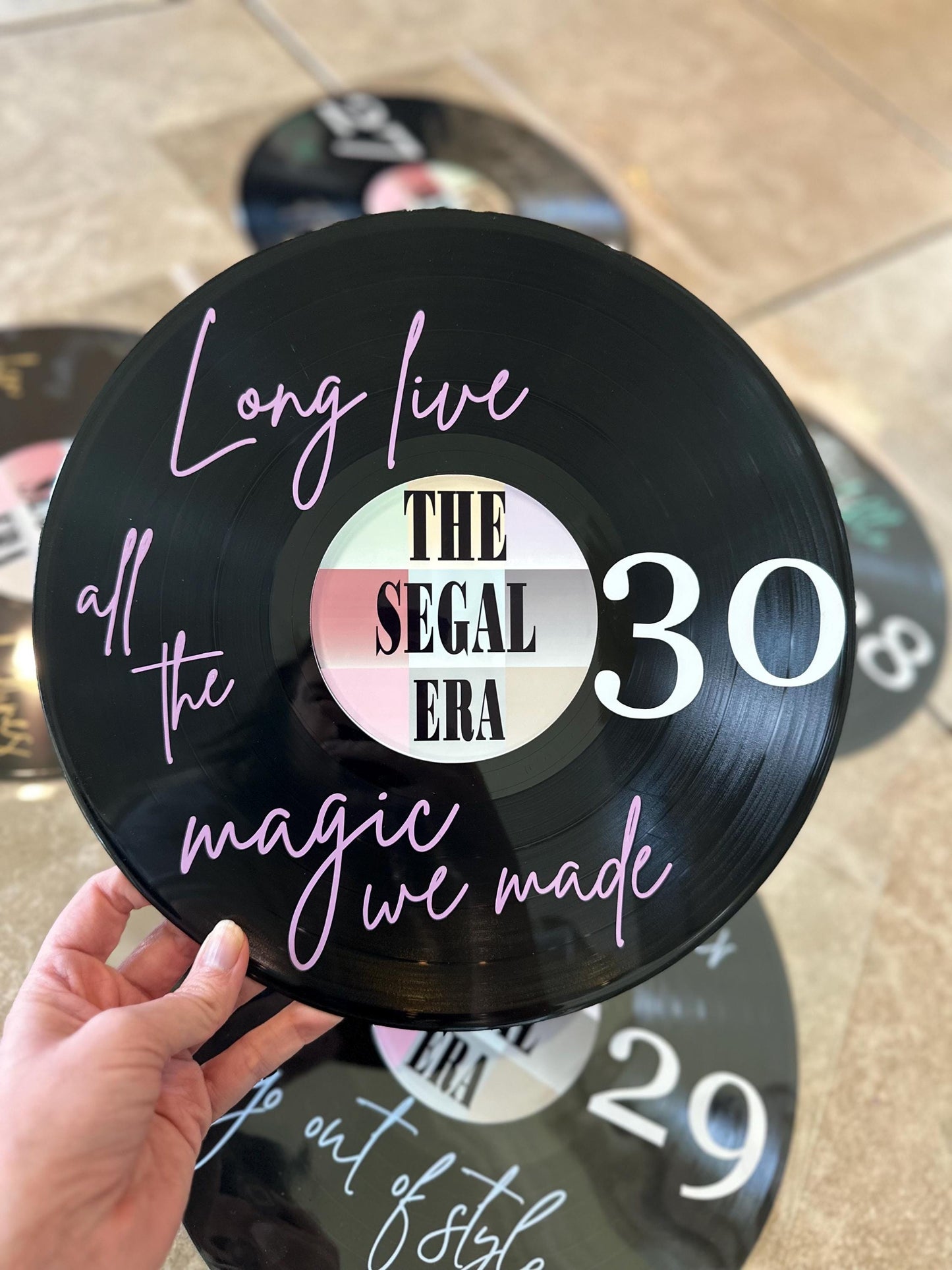Custom Vinyl Record Center Label – 12" Sign or Guestbook – Wedding Decor, Music Themed Gift, Real Recycled Record with Label