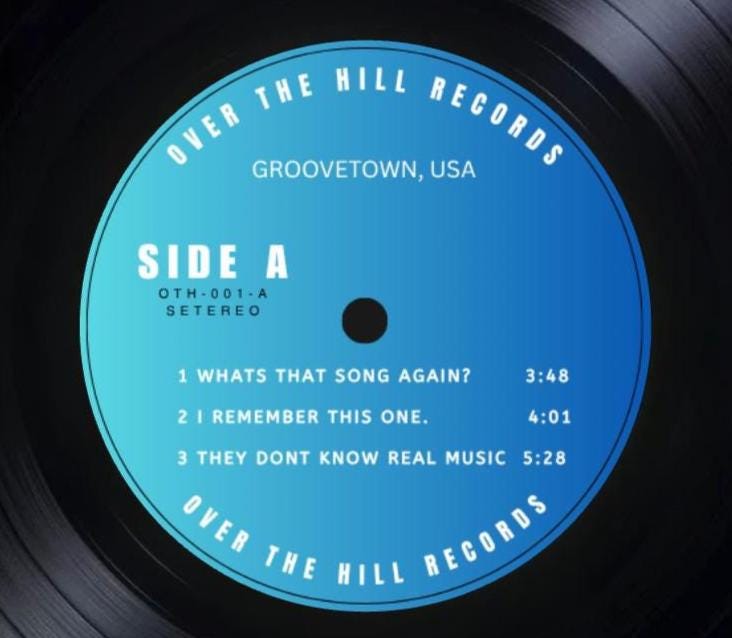 50th Birthday Vinyl Record Sign, Over the Hill Party Decoration, Retro Music-Themed, Milestone Birthday Poster, For the Record Gag Gift