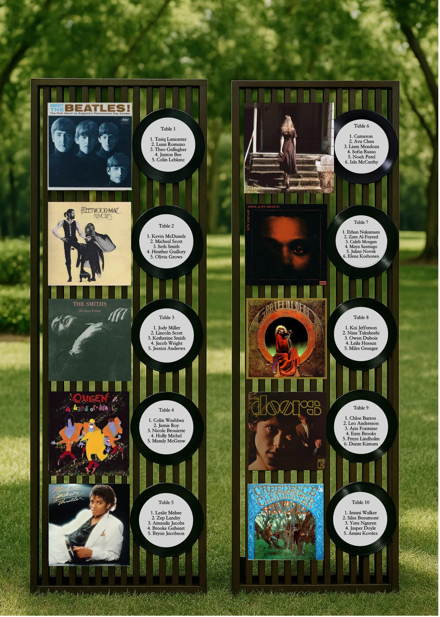 Custom Vinyl 12” Record Sleeve Wedding Seating Chart – Personalized Table Numbers – Music Themed Wedding Decor – Record Guest Table Display