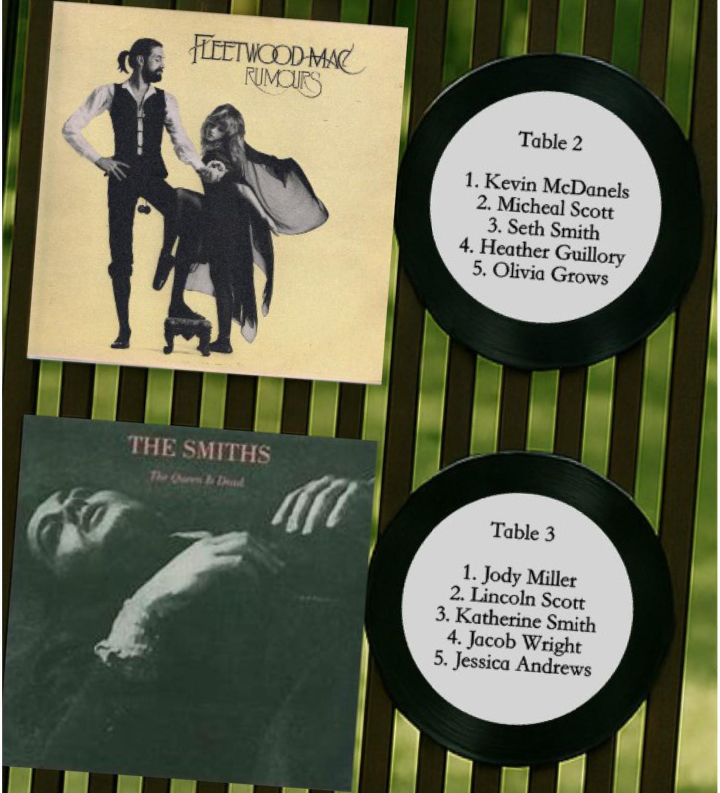 Custom Vinyl 12” Record Sleeve Wedding Seating Chart – Personalized Table Numbers – Music Themed Wedding Decor – Record Guest Table Display