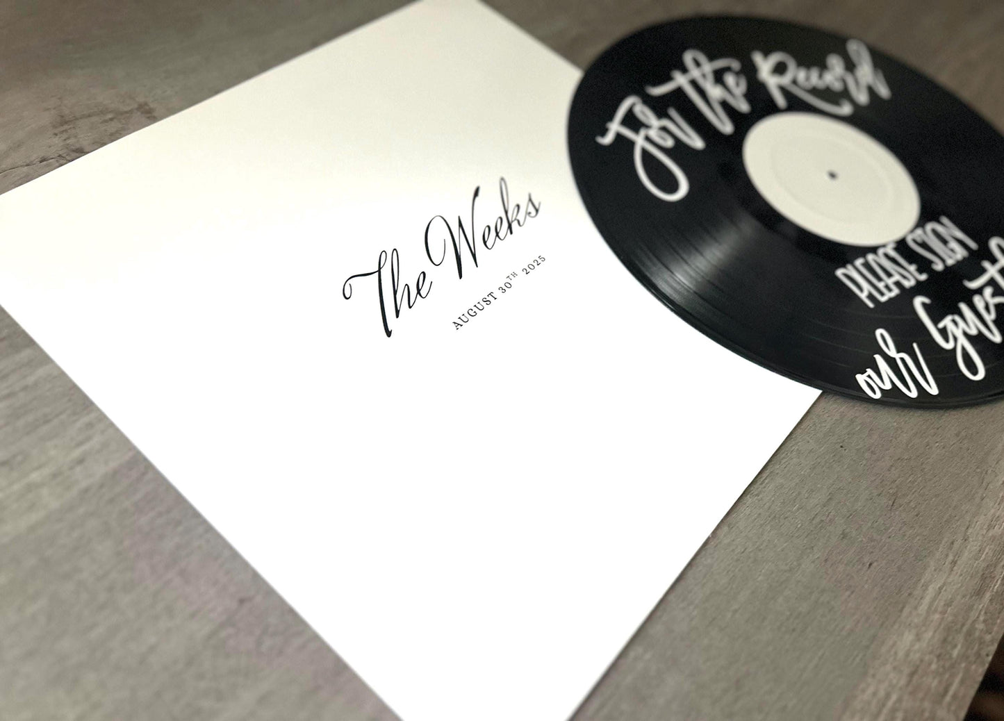 Custom Record Sleeve Guestbook, Personalized Vinyl Jacket to Sign, Wedding Guestbook, 12” Vinyl Sleeve Photo with Name, Please Sign