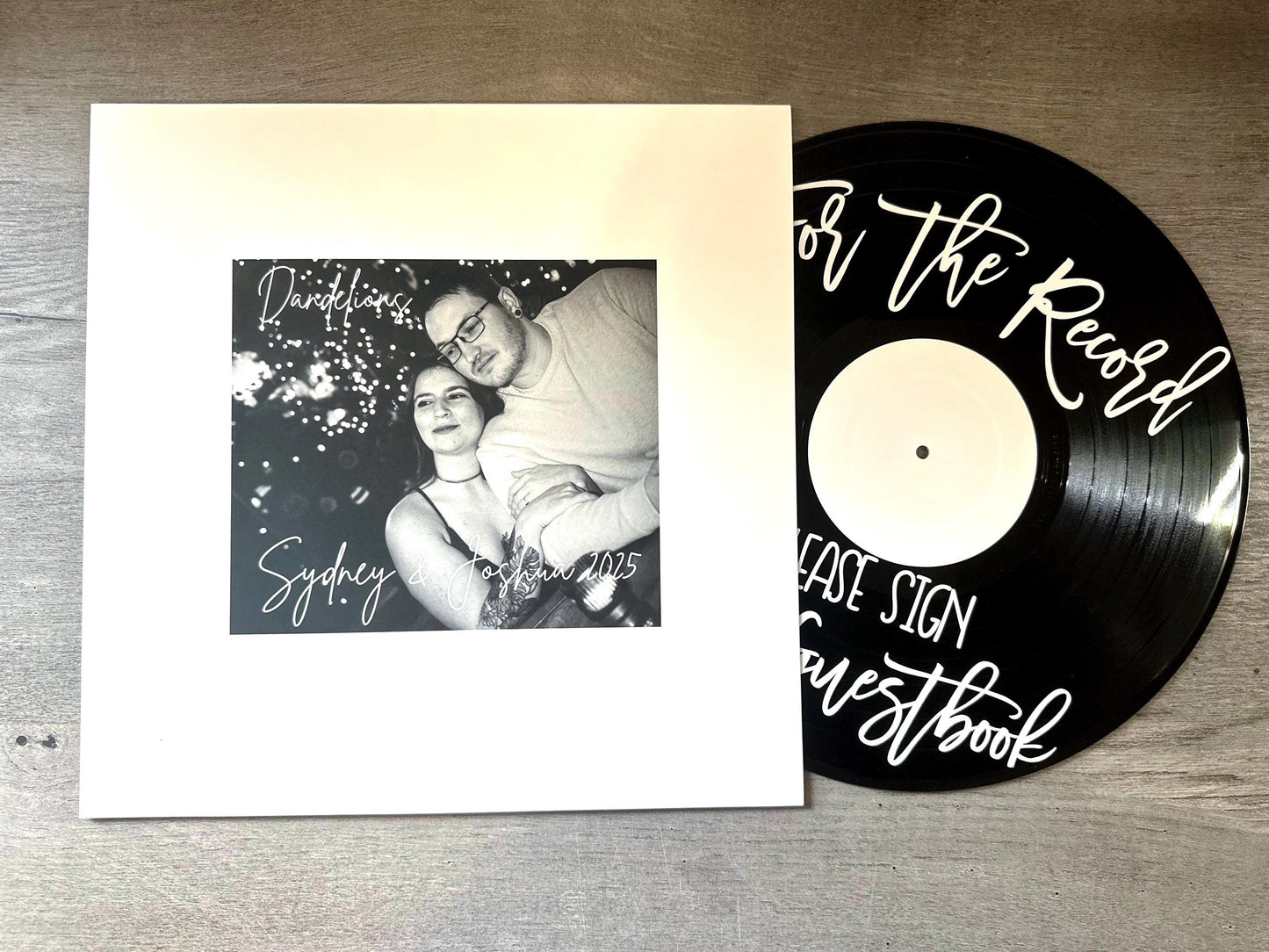 Custom Record Sleeve Guestbook, Personalized Vinyl Jacket to Sign, Wedding Guestbook, 12” Vinyl Sleeve Photo with Name, Please Sign