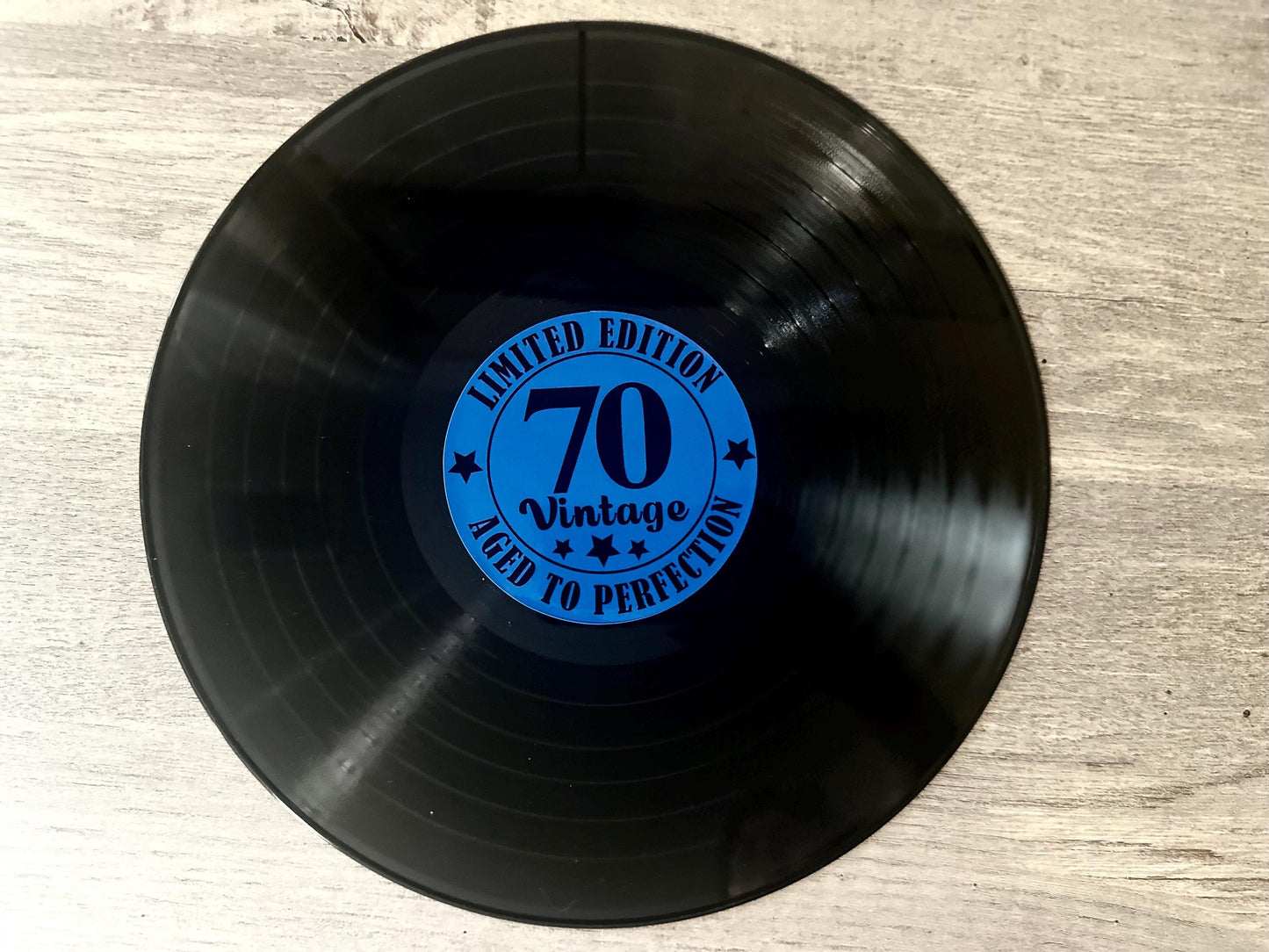 Custom Vinyl Record Center Label – 12" Sign or Guestbook – Wedding Decor, Music Themed Gift, Real Recycled Record with Label