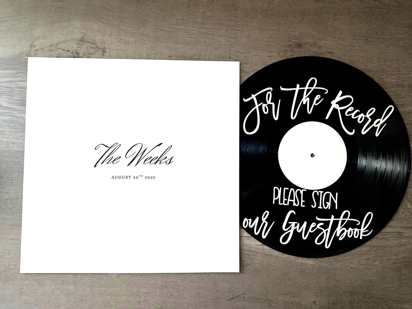 Custom Record Sleeve Guestbook, Personalized Vinyl Jacket to Sign, Wedding Guestbook, 12” Vinyl Sleeve Photo with Name, Please Sign