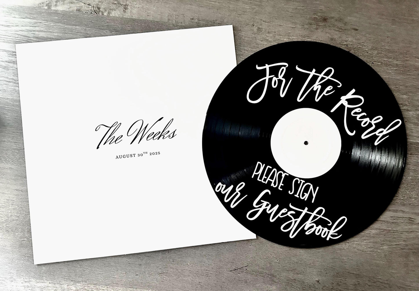 Custom Record Sleeve Guestbook, Personalized Vinyl Jacket to Sign, Wedding Guestbook, 12” Vinyl Sleeve Photo with Name, Please Sign
