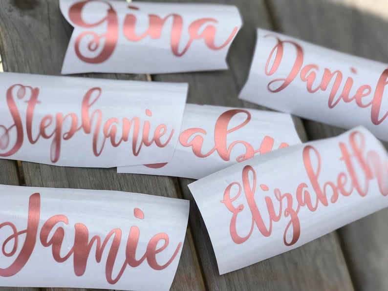 Custom vinyl Name decal, stemless champagne glass decals. bridesmaid decals, name stickers, diy decals