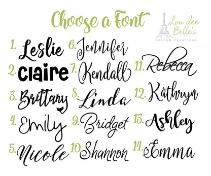 Custom vinyl Name decal, stemless champagne glass decals. bridesmaid decals, name stickers, diy decals