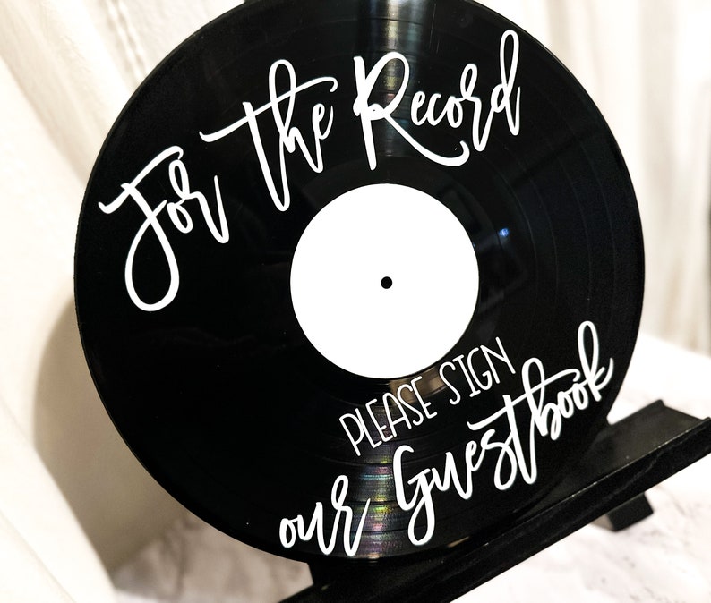 Custom Wedding Record Guestbook Sign with picture, For the record sign our guestbook vinyl sign