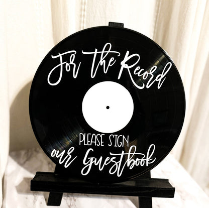 Custom Wedding Record Guestbook Sign with picture, For the record sign our guestbook vinyl sign