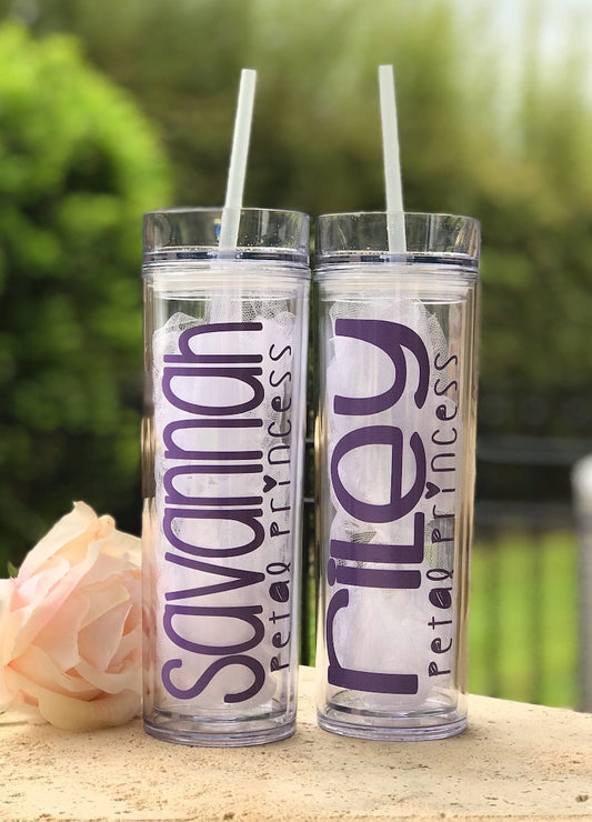 Flower Girl Tumbler, Junior Bridesmaid Gift, Personalized Flower Girl Cup, Jr. Bridesmaid Proposal, Rainbow Name, Mermaid Scale Tumbler