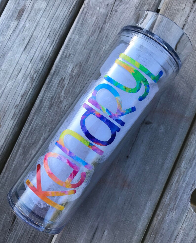 Junior Bridesmaid Tumblers, Flower Girl Gift, Wedding Party Tumblers, Kid Cups, Personalized Acrylic Tumblers, Rainbow Name, Bridesmaid Gift