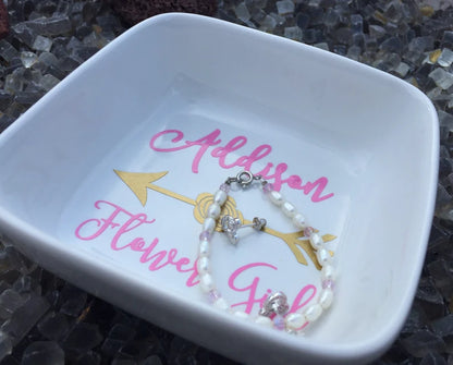 Flower girl jewelry holder, personalized flower girl gifts, flower girl jewelry, flower girl gifts, ring dish, flower girl bracelet