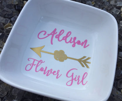 Flower girl jewelry holder, personalized flower girl gifts, flower girl jewelry, flower girl gifts, ring dish, flower girl bracelet