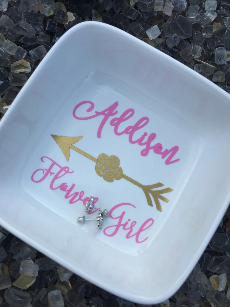 Flower girl jewelry holder, personalized flower girl gifts, flower girl jewelry, flower girl gifts, ring dish, flower girl bracelet