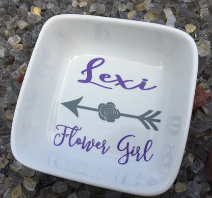 Flower girl jewelry holder, personalized flower girl gifts, flower girl jewelry, flower girl gifts, ring dish, flower girl bracelet