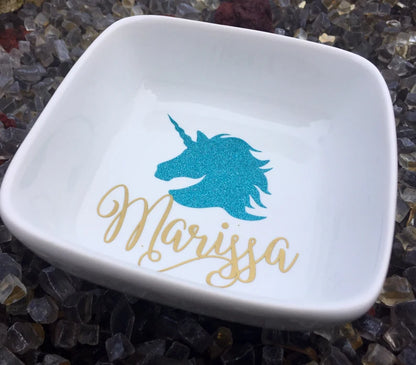 Unicorn jewelry holder, unicorn gift, personalized ring dish, unicorn lover, girl gift idea, friend gift