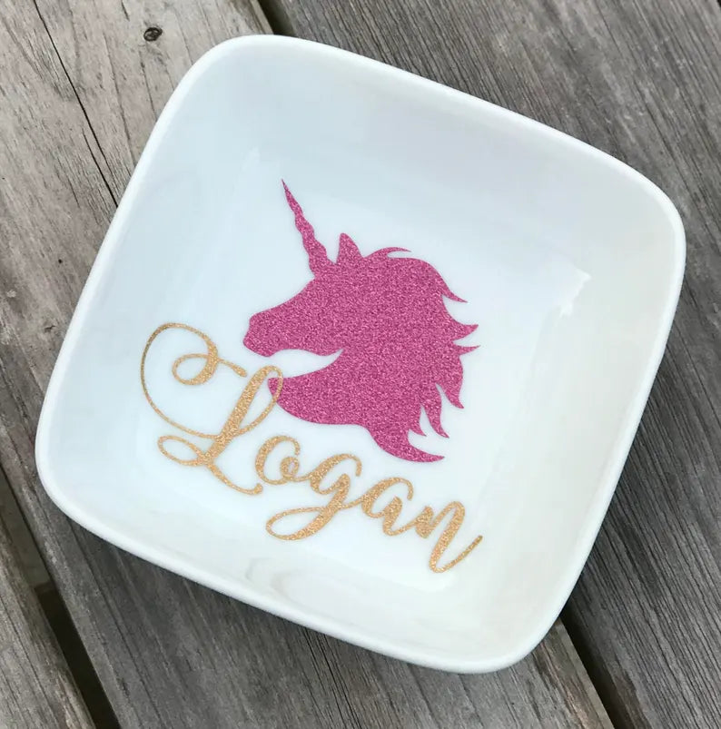 Unicorn jewelry holder, unicorn gift, personalized ring dish, unicorn lover, girl gift idea, friend gift