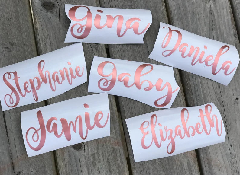 Name Decal for glasses, stemless champagne glass decals. bridesmaid decals, bridesmaid glasses, diy decals