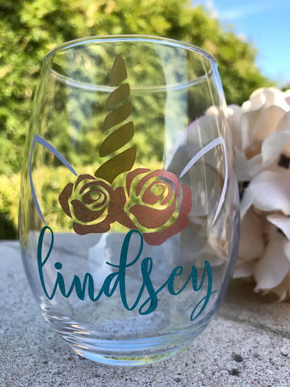 Unicorn glasses, unicorn wine glasses, unicorn bachelorette party, glitter unicorn glass, personalized unicorn glasses