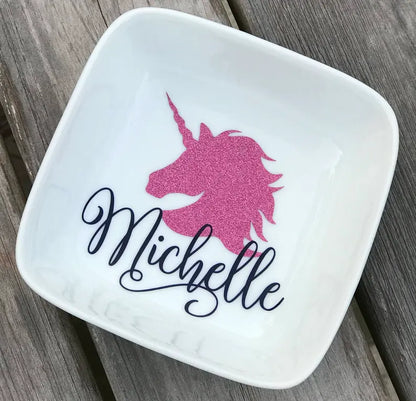 Unicorn jewelry holder, unicorn gift, personalized ring dish, unicorn lover, girl gift idea, friend gift