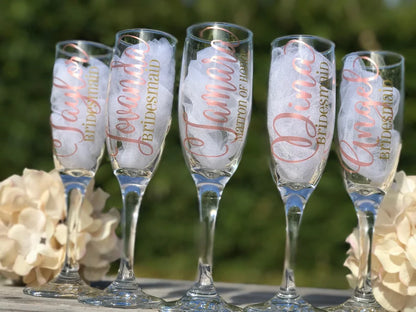 Bridesmaid Champagne Glasses / Bridesmaid Gifts / Personalized Wedding Party Gifts / Bridesmaid Glasses / Personalized Champagne Flute