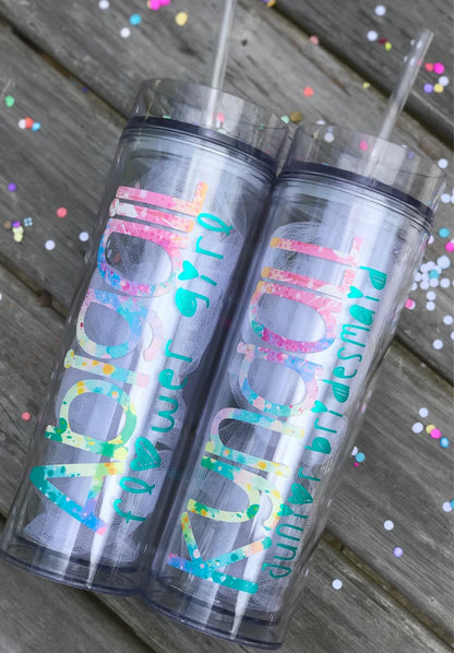 Personalized flower girl tumblers, junior bridesmaid gifts, flower girl gift, be my flower girl, flower girl cup, kid cup, Skinny tumbler