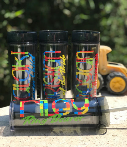 Personalized Ring Bearer Tumbler, Skinny Tumbler with Lid, Ring Bearer Cup, Junior Groomsman Gift, Jr. Groomsman Gift, Wedding Party Gifts