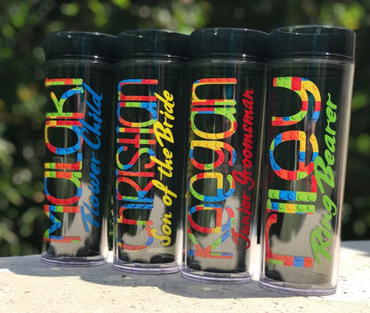 Personalized Ring Bearer Tumbler, Skinny Tumbler with Lid, Ring Bearer Cup, Junior Groomsman Gift, Jr. Groomsman Gift, Wedding Party Gifts