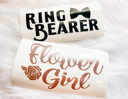 Flower girl Ring Bearer Decal, DIY stickers for custom tumblers, Wedding party decals, gifts for girls