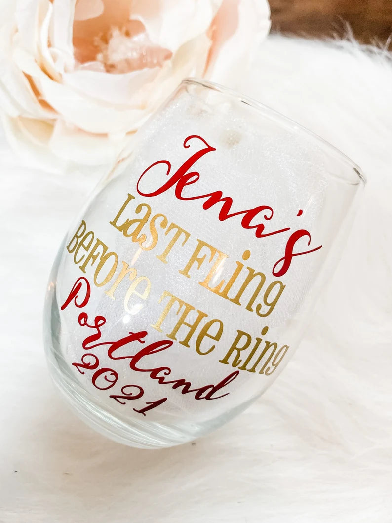 Bachelorette stemless wine glasses, bachelorette weekend, bachelorette glasses, bridesmaids glasses, bachelorette party, girls weekend