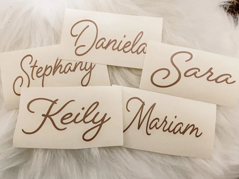 Name Decal for glasses, stemless champagne glass decals. bridesmaid decals, bridesmaid glasses, diy decals