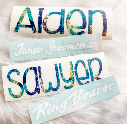 Personalized Name Decal for Kid Cups, Flower Girl Decal, Ring Bearer Decal, Stickers for tumblers