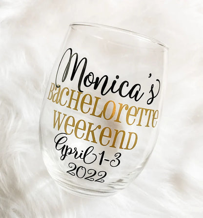 Bachelorette stemless wine glasses, bachelorette weekend, bachelorette glasses, bridesmaids glasses, bachelorette party, girls weekend