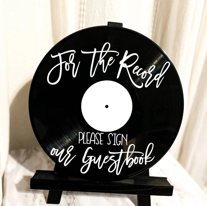 Custom Wedding Record Guestbook Sign, For the record sign our guestbook vinyl sign