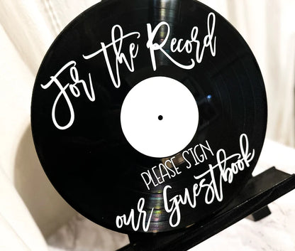 Custom Wedding Record Guestbook Sign, For the record sign our guestbook vinyl sign