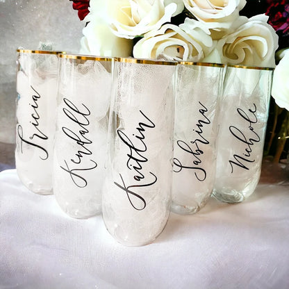 Personalized Shatterproof Champane Flutes, Bridesmaid Custom Glasses,  Bridal Party gift, Personalized 9oz Plastic Flute - Bridesmaid