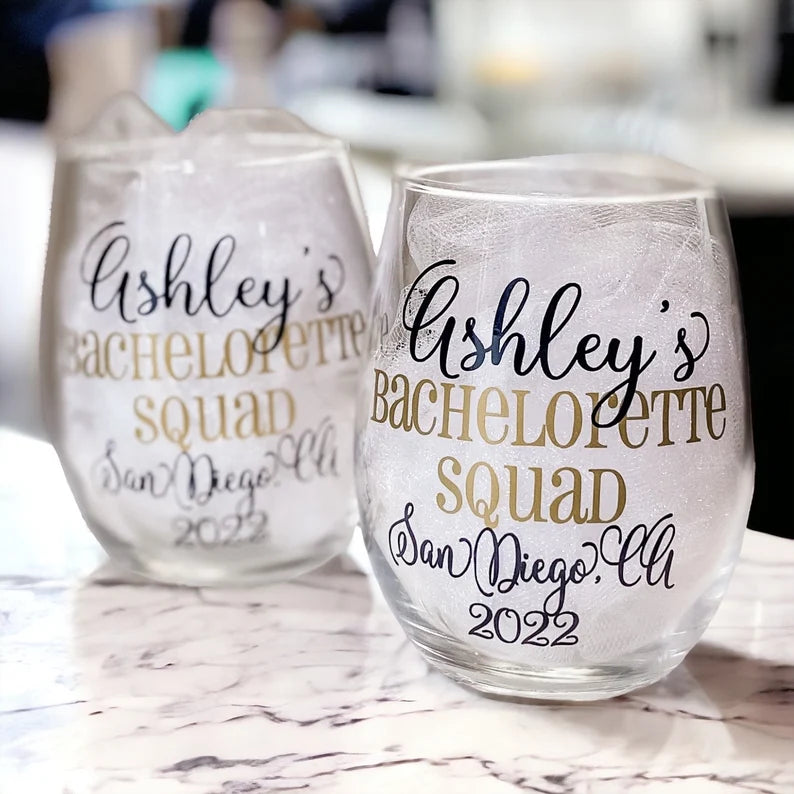 Wine Glasses for Bachelorette Party, Personalized Bachelorette Weekend Glasses, Bridesmaids Wine Glasses, Girls Weekend