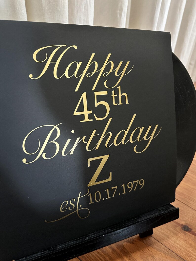 Custom Birthday Record Album Sleeve, Guestbook Vinyl Sign