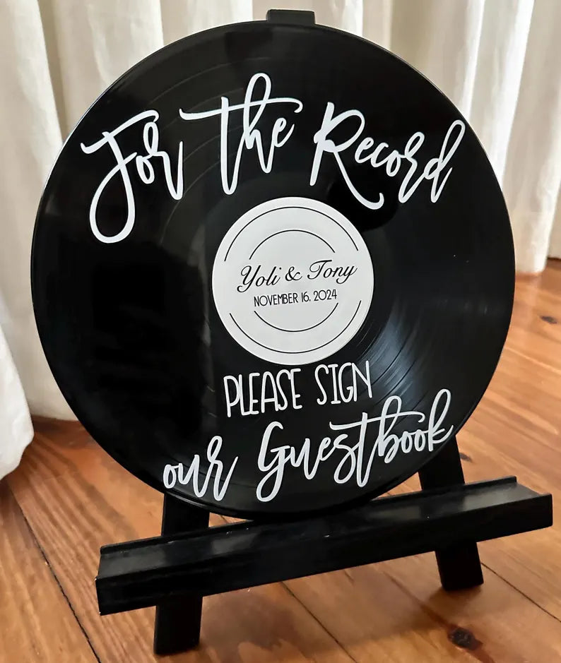 Custom Wedding Record Guestbook Sign, For the record sign our guestbook vinyl sign