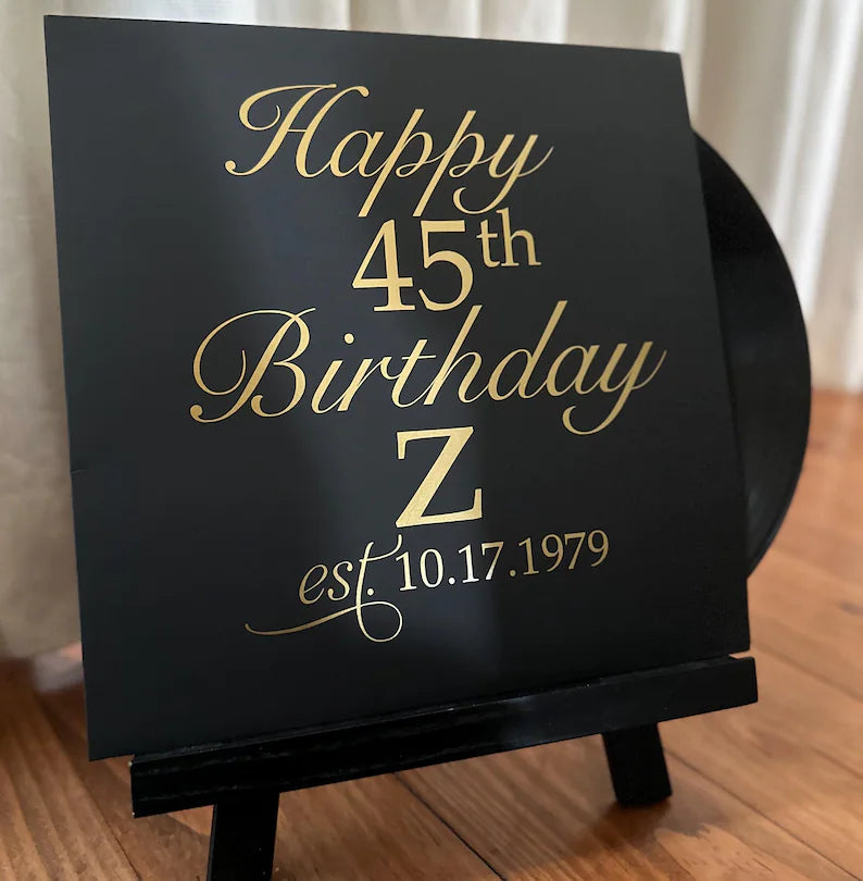 Custom Birthday Record Album Sleeve, Guestbook Vinyl Sign